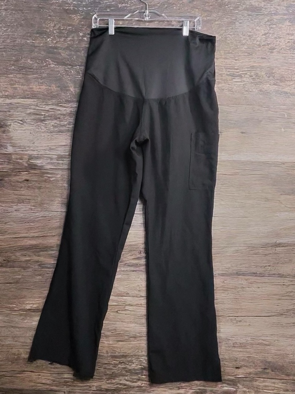 Med Couture Maternity Black Wide-Leg Active Scrub Work Pants with High Waist